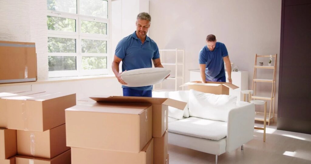 Expert packing team wrapping and securing furniture for a smooth transition.